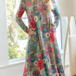 NATURAL LIFE Colorful Floral Long Sleeve Dress